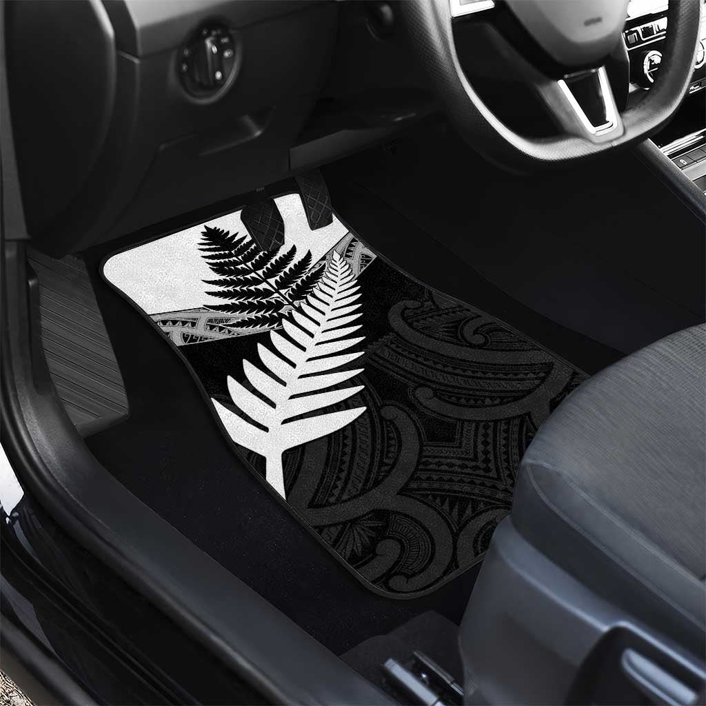 New Zealand Silver Fern Car Mats Maori Koru Mixed Taniko Pattern