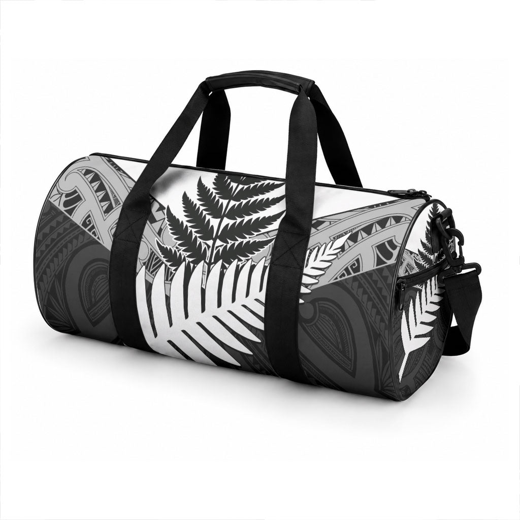 New Zealand Silver Fern Duffle Bag Maori Koru Mixed Taniko Pattern LT9 - Polynesian Pride