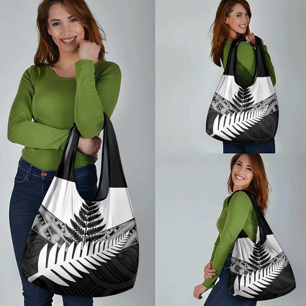 New Zealand Silver Fern Grocery Bag Maori Koru Mixed Taniko Pattern