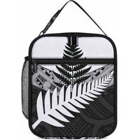 New Zealand Silver Fern Lunch Bag Maori Koru Mixed Taniko Pattern LT9 10.2 × 8.3 × 4.3 inch White - Polynesian Pride