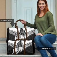 New Zealand Silver Fern Travel Bag Maori Koru Mixed Taniko Pattern - Polynesian Pride