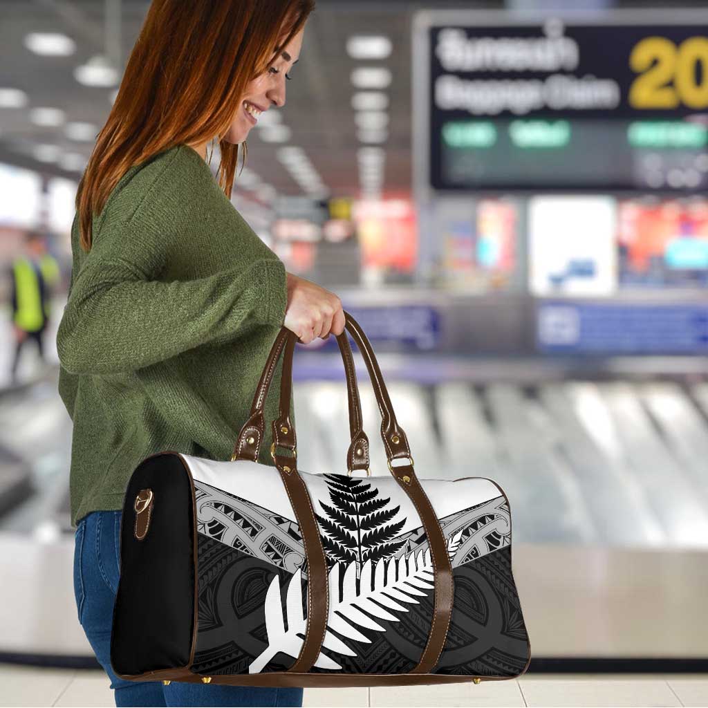 New Zealand Silver Fern Travel Bag Maori Koru Mixed Taniko Pattern - Polynesian Pride