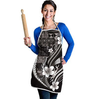 Samoa Siapo Tribal Pattern Apron Black Polynesian Plumeria Tapa Motif