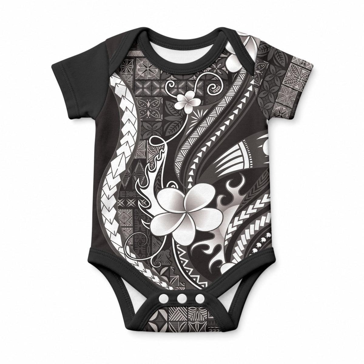 Samoa Siapo Tribal Pattern Baby Onesie Black Polynesian Plumeria Tapa Motif LT9 Blue - Polynesian Pride