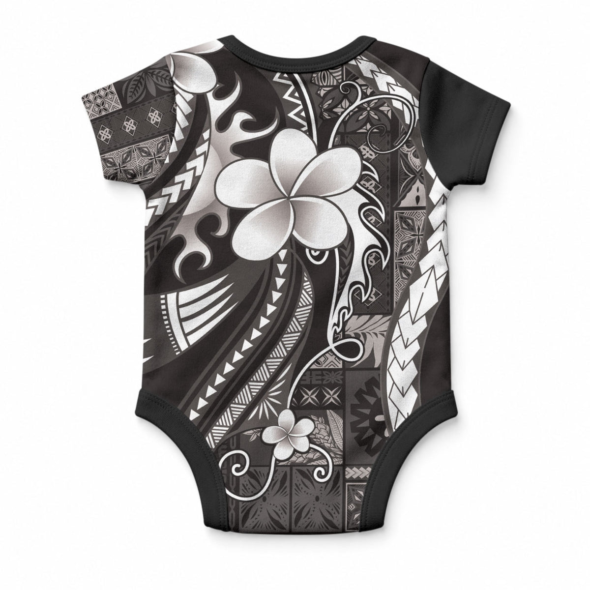 Samoa Siapo Tribal Pattern Baby Onesie Black Polynesian Plumeria Tapa Motif LT9 - Polynesian Pride