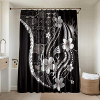 Samoa Siapo Tribal Pattern Bathroom Set Black Polynesian Plumeria Tapa Motif