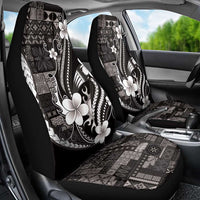 Samoa Siapo Tribal Pattern Car Seat Cover Black Polynesian Plumeria Tapa Motif