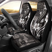Samoa Siapo Tribal Pattern Car Seat Cover Black Polynesian Plumeria Tapa Motif