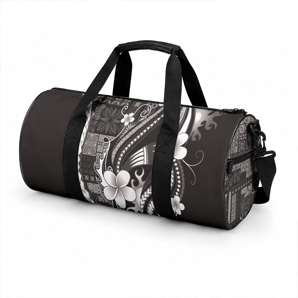 Samoa Siapo Tribal Pattern Duffle Bag Black Polynesian Plumeria Tapa Motif LT9 - Polynesian Pride