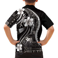Samoa Siapo Tribal Pattern Hawaiian Shirt Black Polynesian Plumeria Tapa Motif