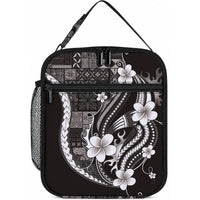 Samoa Siapo Tribal Pattern Lunch Bag Black Polynesian Plumeria Tapa Motif LT9 10.2 × 8.3 × 4.3 inch Blue - Polynesian Pride