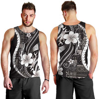Samoa Siapo Tribal Pattern Men Tank Top Black Polynesian Plumeria Tapa Motif