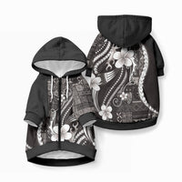 Samoa Siapo Tribal Pattern Pet Hoodie Black Polynesian Plumeria Tapa Motif LT9 Zip-up Blue - Polynesian Pride
