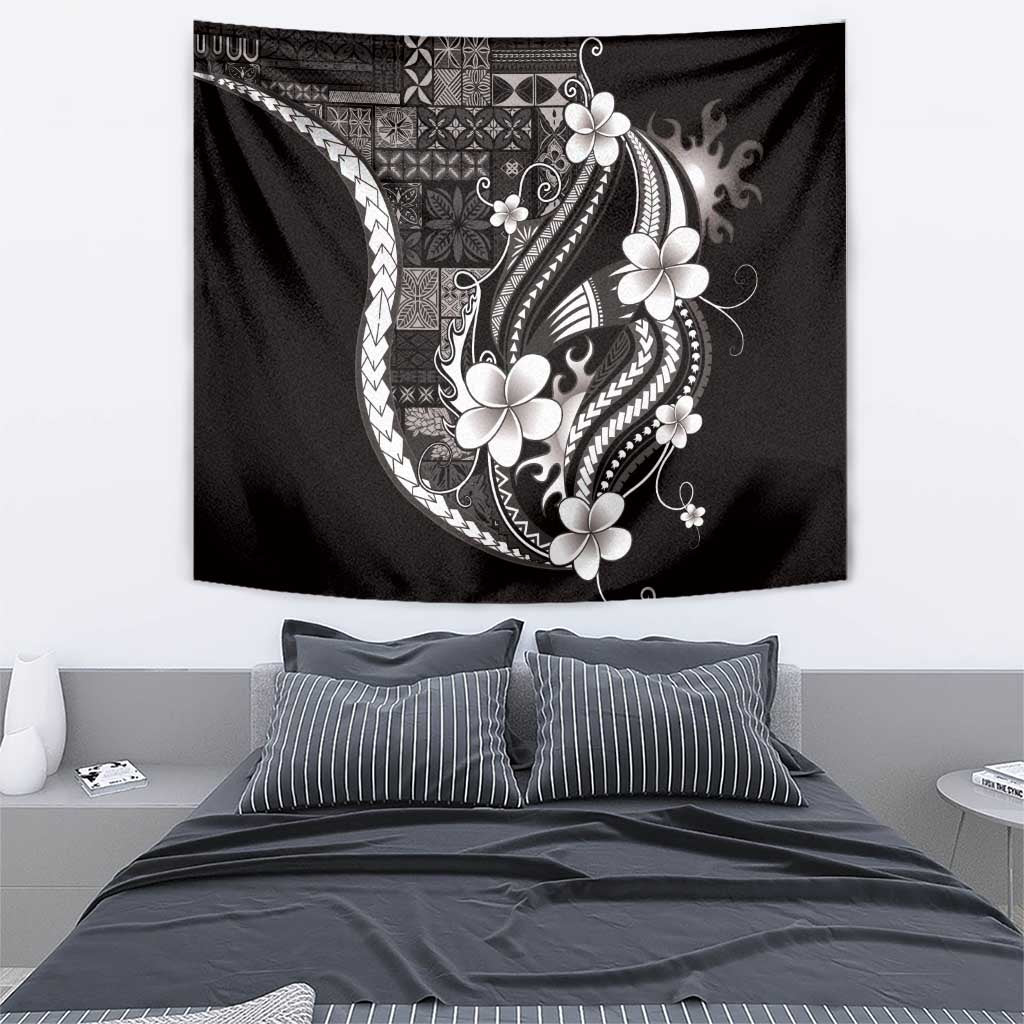 Samoa Siapo Tribal Pattern Tapestry Black Polynesian Plumeria Tapa Motif