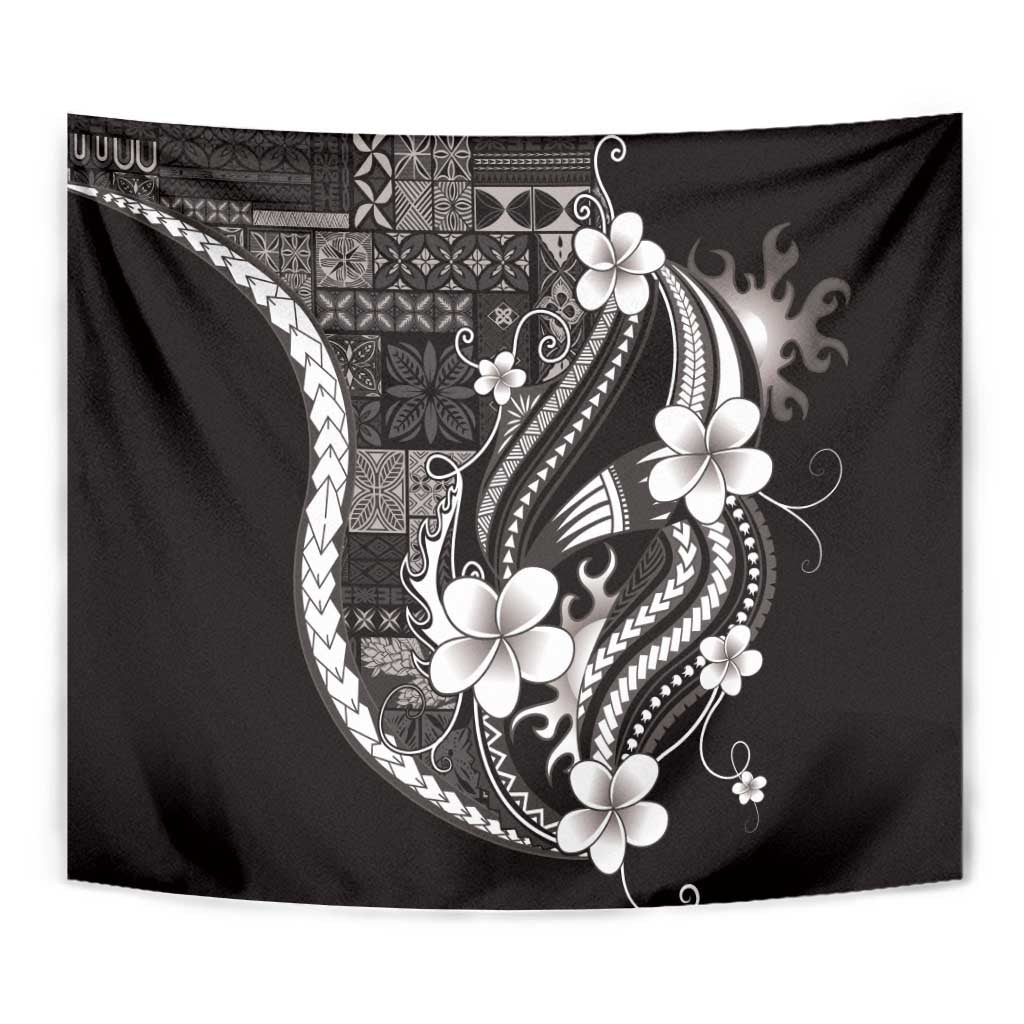 Samoa Siapo Tribal Pattern Tapestry Black Polynesian Plumeria Tapa Motif