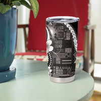 Samoa Siapo Tribal Pattern Tumbler Cup Black Polynesian Plumeria Tapa Motif