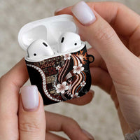 Samoa Siapo Tribal Pattern AirPods Case Brown Polynesian Plumeria Tapa Motif