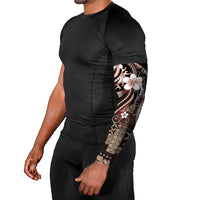 Samoa Siapo Tribal Pattern Arm Sleeves Brown Polynesian Plumeria Tapa Motif