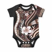 Samoa Siapo Tribal Pattern Baby Onesie Brown Polynesian Plumeria Tapa Motif LT9 Blue - Polynesian Pride