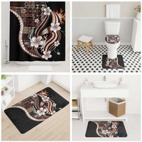 Samoa Siapo Tribal Pattern Bathroom Set Brown Polynesian Plumeria Tapa Motif