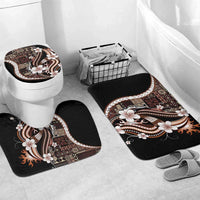 Samoa Siapo Tribal Pattern Bathroom Set Brown Polynesian Plumeria Tapa Motif