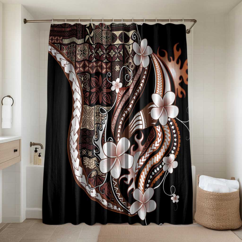 Samoa Siapo Tribal Pattern Bathroom Set Brown Polynesian Plumeria Tapa Motif