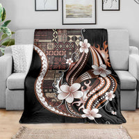 Samoa Siapo Tribal Pattern Blanket Brown Polynesian Plumeria Tapa Motif