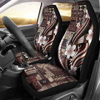 Samoa Siapo Tribal Pattern Car Seat Cover Brown Polynesian Plumeria Tapa Motif