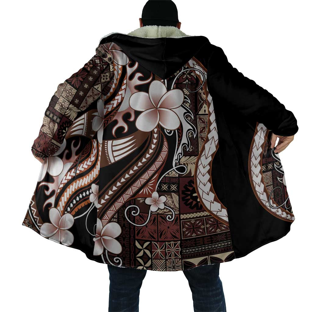 Samoa Siapo Tribal Pattern Cloak Brown Polynesian Plumeria Tapa Motif