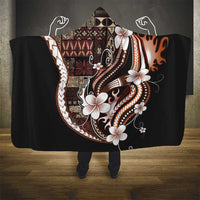 Samoa Siapo Tribal Pattern Hooded Blanket Brown Polynesian Plumeria Tapa Motif