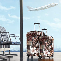 Samoa Siapo Tribal Pattern Luggage Cover Brown Polynesian Plumeria Tapa Motif