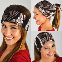 Samoa Siapo Tribal Pattern Neck Gaiter Brown Polynesian Plumeria Tapa Motif