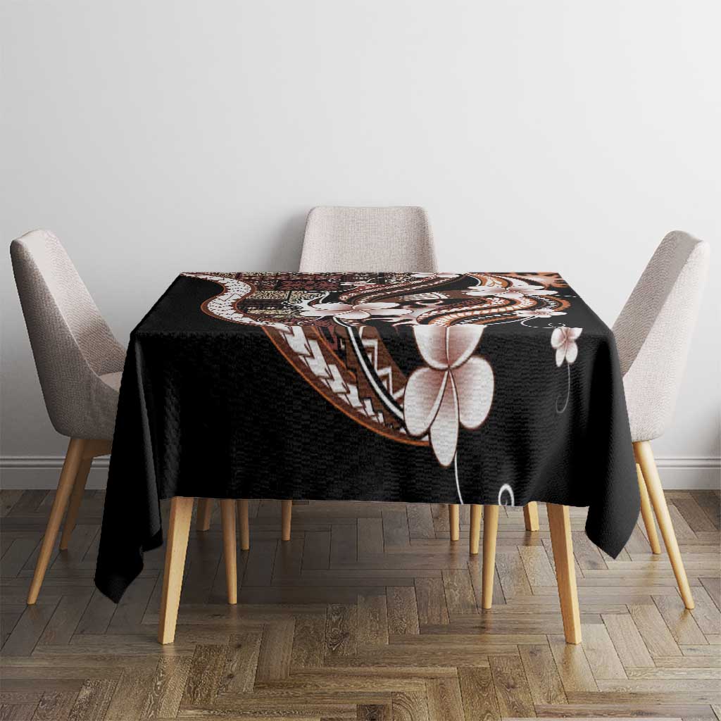 Samoa Siapo Tribal Pattern Tablecloth Brown Polynesian Plumeria Tapa Motif