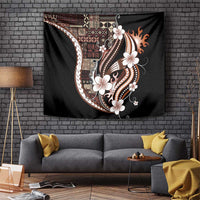 Samoa Siapo Tribal Pattern Tapestry Brown Polynesian Plumeria Tapa Motif