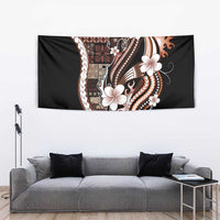 Samoa Siapo Tribal Pattern Tapestry Brown Polynesian Plumeria Tapa Motif