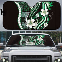 Samoa Siapo Tribal Pattern Auto Sun Shade Forest Green Polynesian Plumeria Tapa Motif