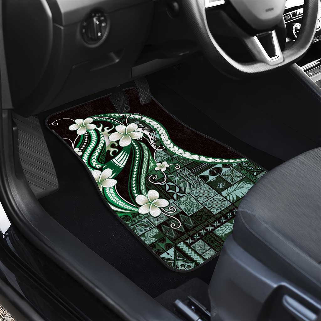 Samoa Siapo Tribal Pattern Car Mats Forest Green Polynesian Plumeria Tapa Motif