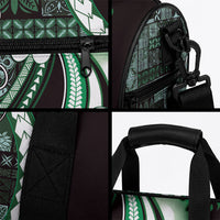 Samoa Siapo Tribal Pattern Duffle Bag Forest Green Polynesian Plumeria Tapa Motif LT9 - Polynesian Pride