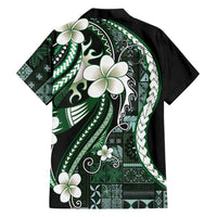 Samoa Siapo Tribal Pattern Family Matching Short Sleeve Bodycon Dress and Hawaiian Shirt Forest Green Polynesian Plumeria Tapa Motif LT9 - Polynesian Pride