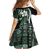 Samoa Siapo Tribal Pattern Family Matching Tank Maxi Dress and Hawaiian Shirt Forest Green Polynesian Plumeria Tapa Motif LT9 - Polynesian Pride