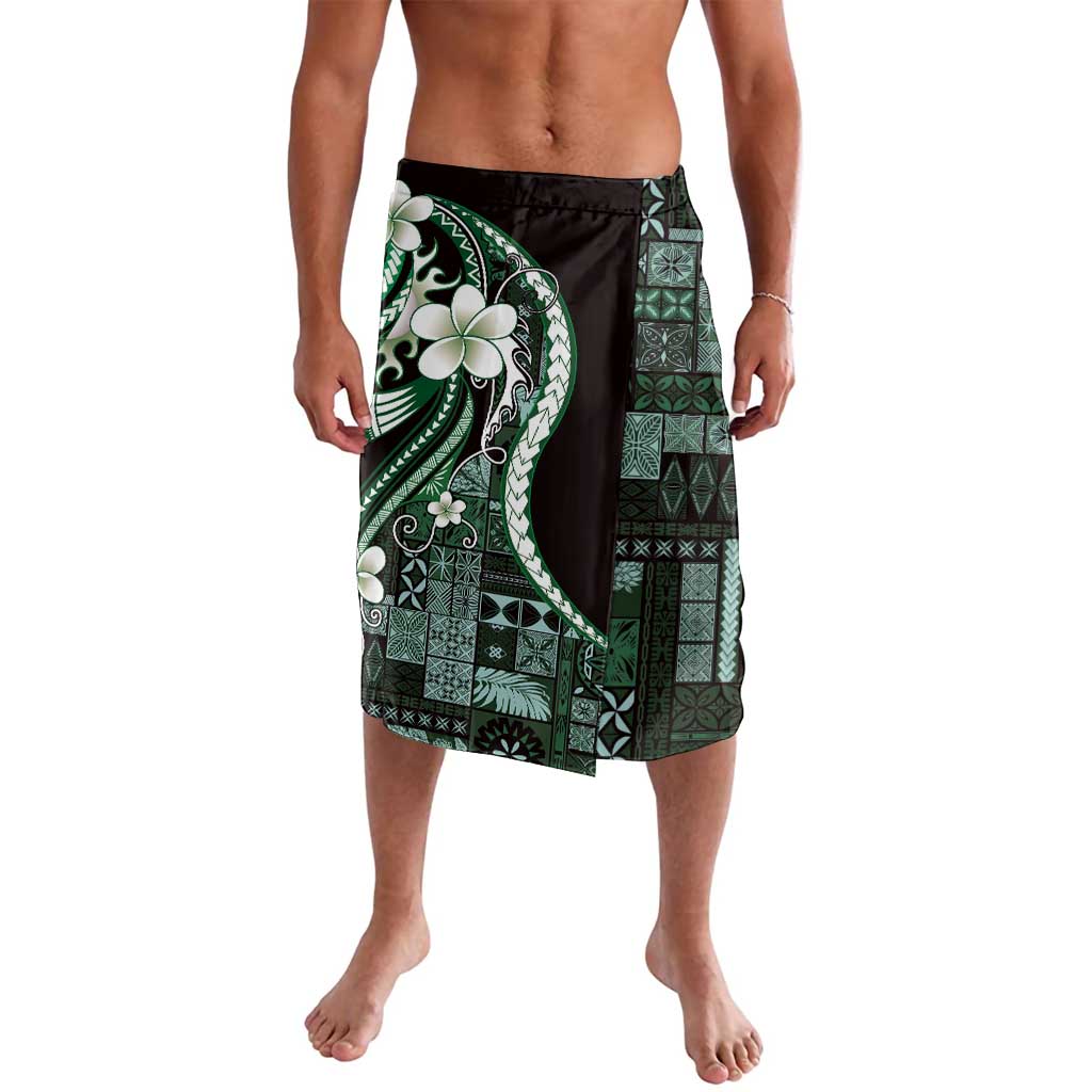 Samoa Siapo Tribal Pattern Lavalava Forest Green Polynesian Plumeria Tapa Motif
