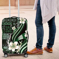 Samoa Siapo Tribal Pattern Luggage Cover Forest Green Polynesian Plumeria Tapa Motif