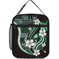 Samoa Siapo Tribal Pattern Lunch Bag Forest Green Polynesian Plumeria Tapa Motif LT9 10.2 × 8.3 × 4.3 inch Blue - Polynesian Pride