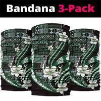 Samoa Siapo Tribal Pattern Neck Gaiter Forest Green Polynesian Plumeria Tapa Motif
