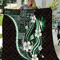 Samoa Siapo Tribal Pattern Quilt Forest Green Polynesian Plumeria Tapa Motif