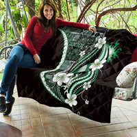 Samoa Siapo Tribal Pattern Quilt Forest Green Polynesian Plumeria Tapa Motif