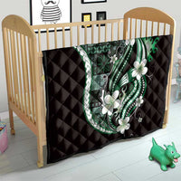 Samoa Siapo Tribal Pattern Quilt Forest Green Polynesian Plumeria Tapa Motif