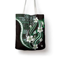 Samoa Siapo Tribal Pattern Tote Bag Forest Green Polynesian Plumeria Tapa Motif