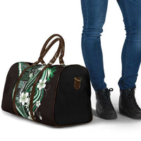 Samoa Siapo Tribal Pattern Travel Bag Forest Green Polynesian Plumeria Tapa Motif