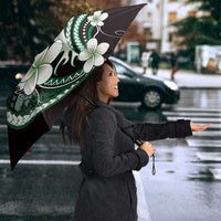 Samoa Siapo Tribal Pattern Umbrella Forest Green Polynesian Plumeria Tapa Motif